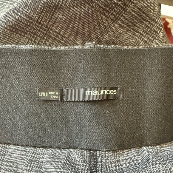 Maurices I Am Smart Gray Plaid Curvy Ankle Straight Dress Pants 13/14 Short - Picture 4 of 4